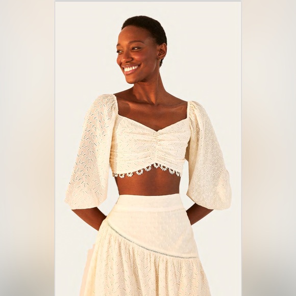 FARM Rio Other - FARM Rio Cream Cropped Top and Skirt Set